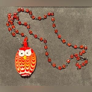 Murano Glass Owl Necklace Pendant